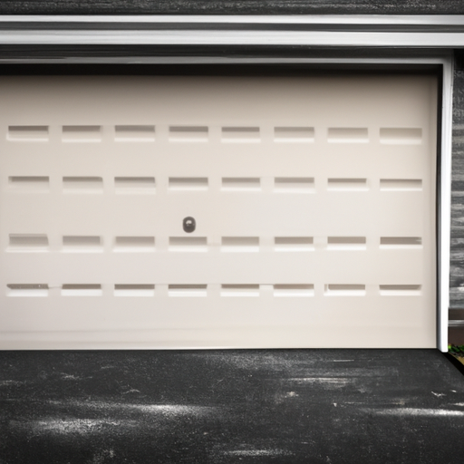 Residential garage door on a Maplewood, NJ home, visible panels, hardware, and weatherstrip at daylight.