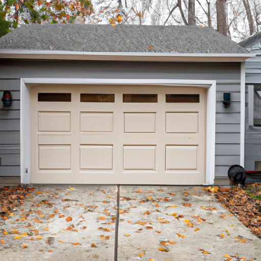 Suburban Maplewood, NJ home with a closed modern garage door, autumn light, neat driveway, no people.